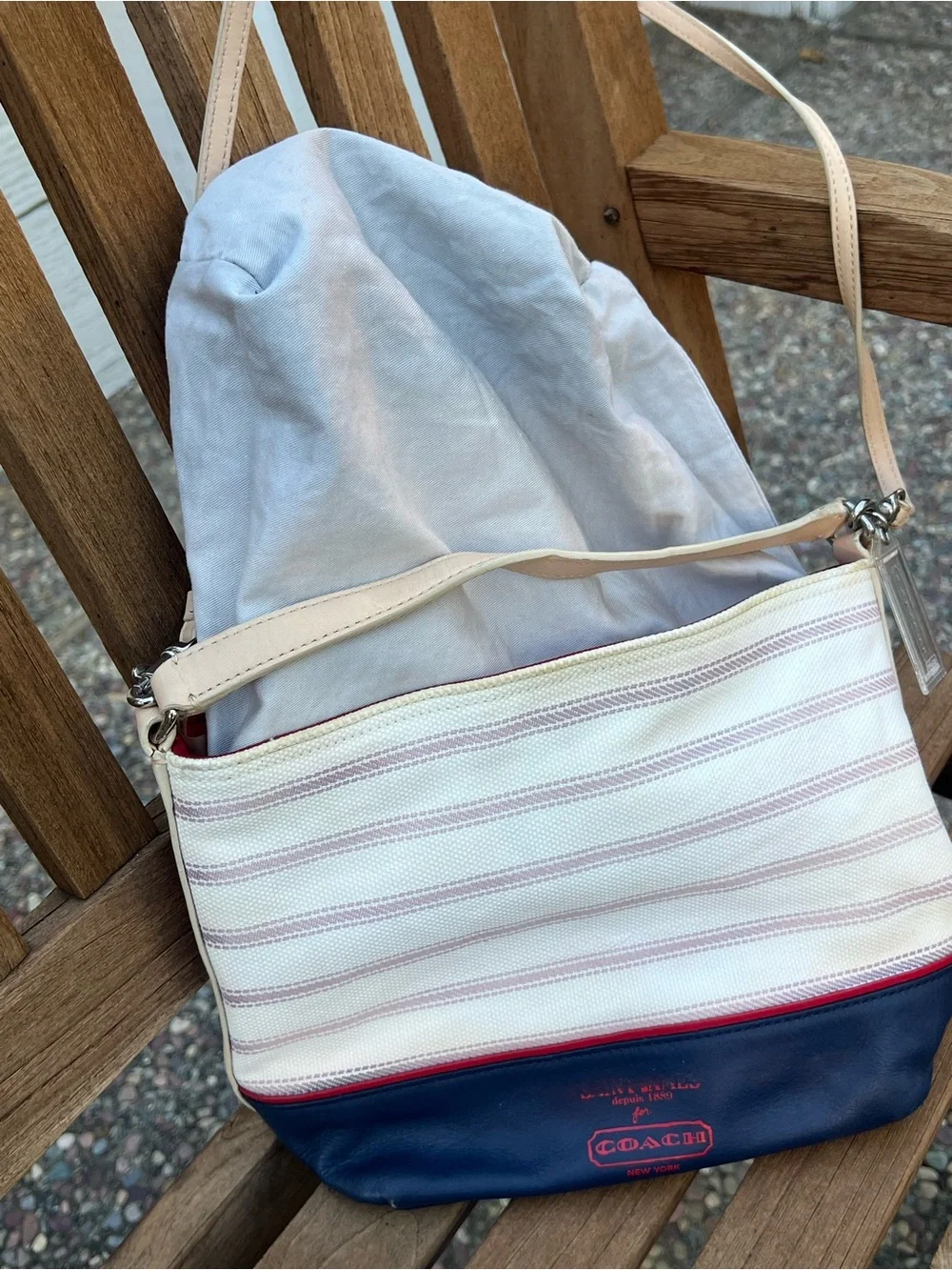 Coach x Saint James Legacy striped mini bucket bag